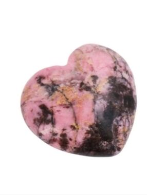 Black Pink Rhodonite Carved Heart Stone Love Gemstone Worry Rock Pocket Gem Mini